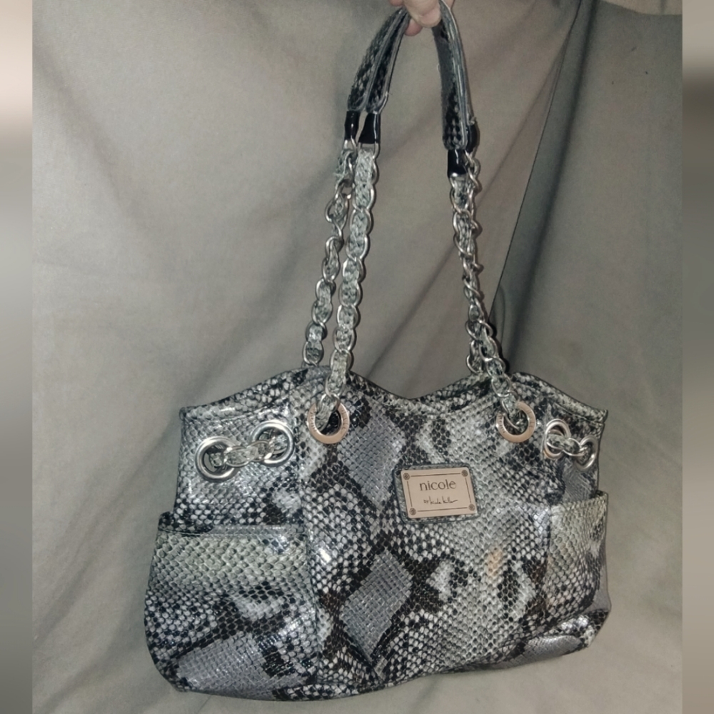 NICOLE BY NICOLE MILLER SNAKESKIN EMBOSSED BAG - Picture 2 of 16